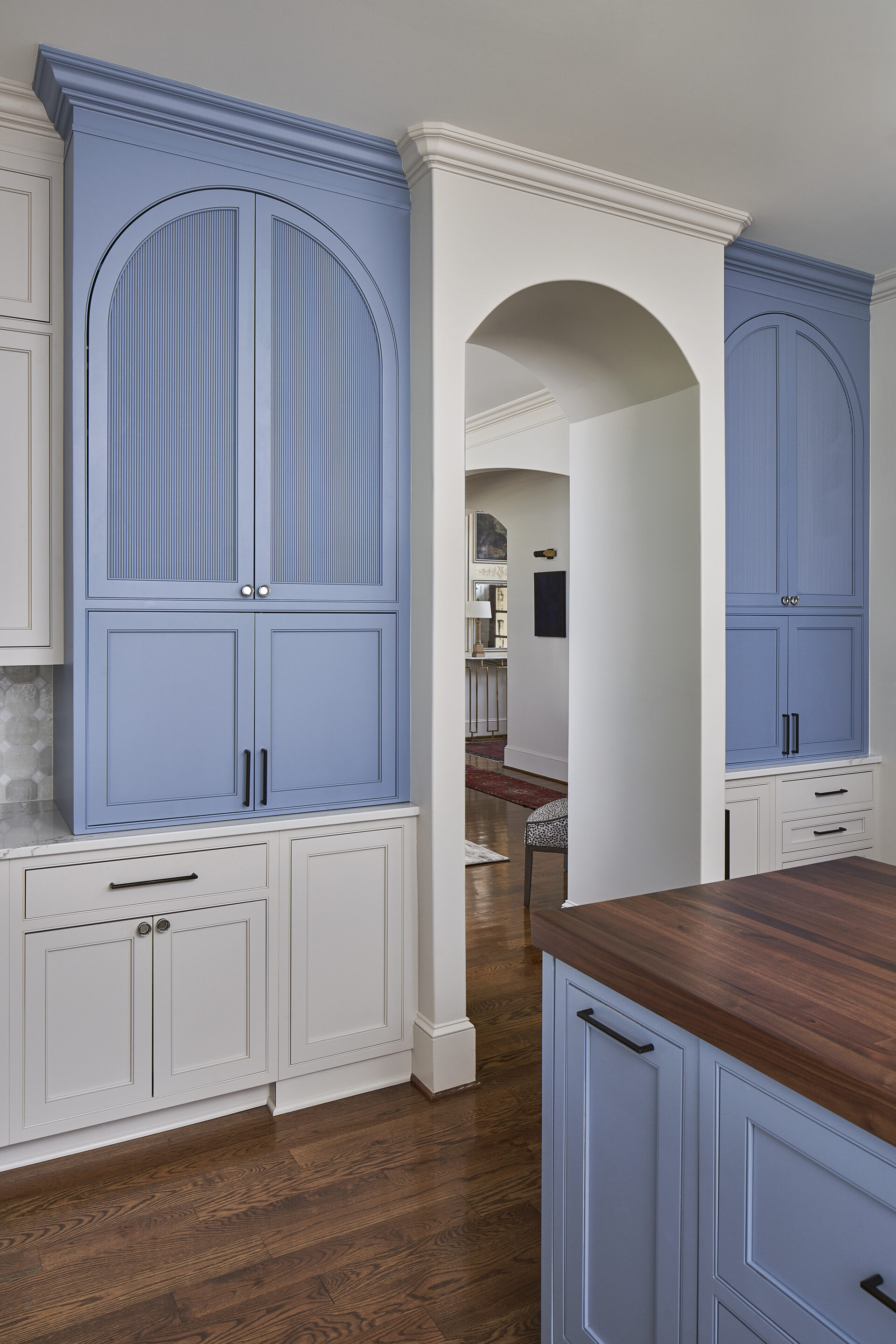 blue reeded cabinet doors
