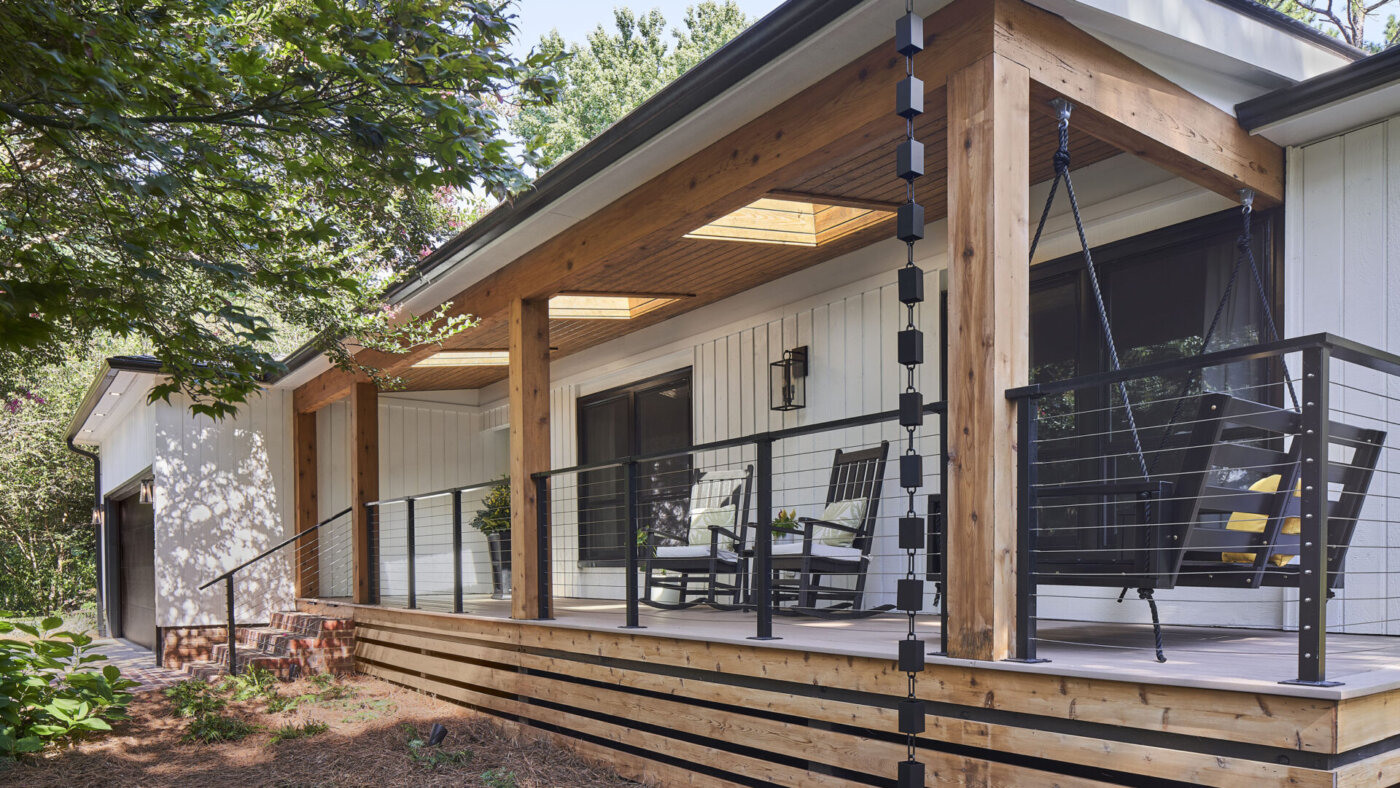 Natural Wood Inspired Porch on Lake Norman