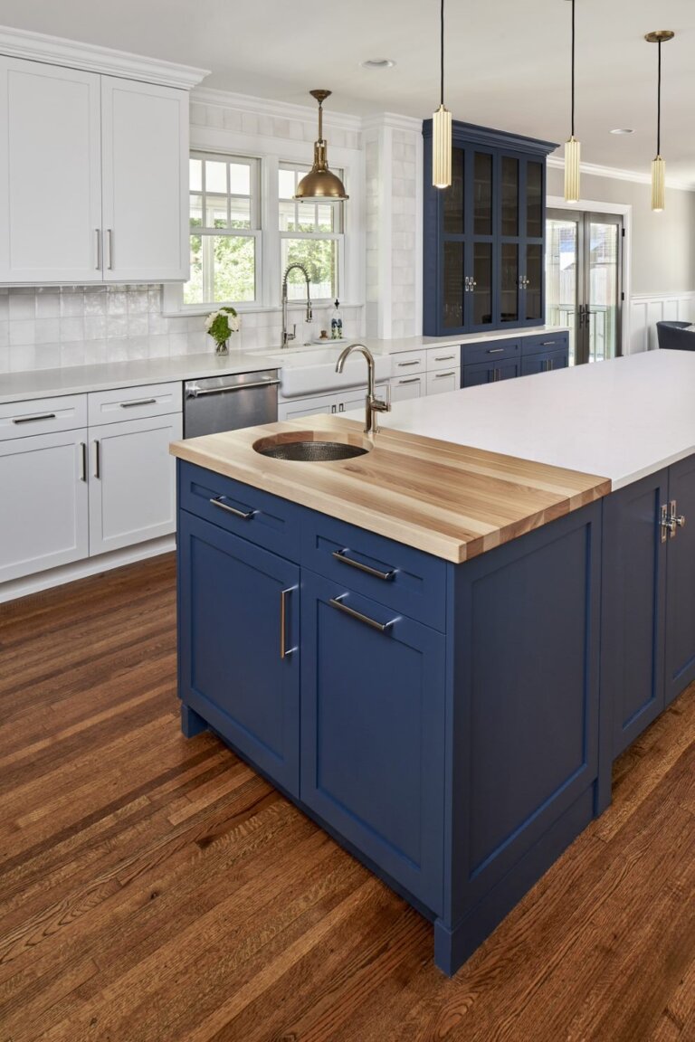 butcher block countertop lights off