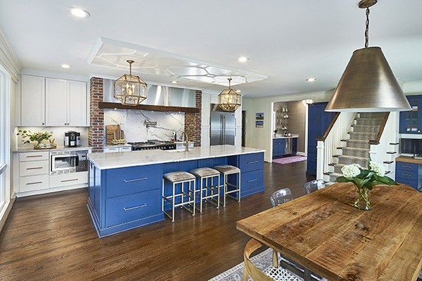 remodel construction schedule; beautiful blue kitchen, charlotte, nc