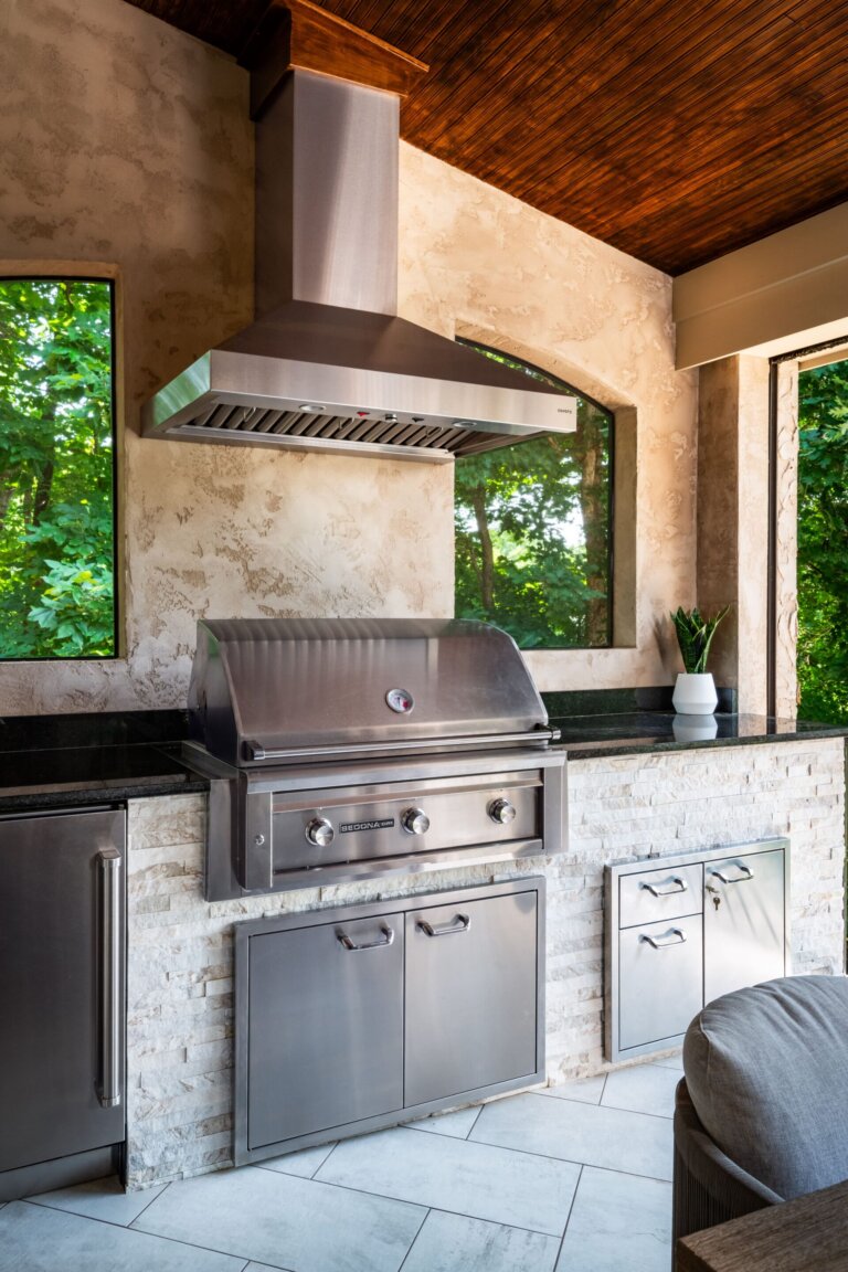 outdoor kitchen with stainless steel appliances