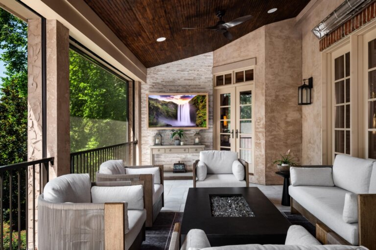 covered and shaded porch seating area