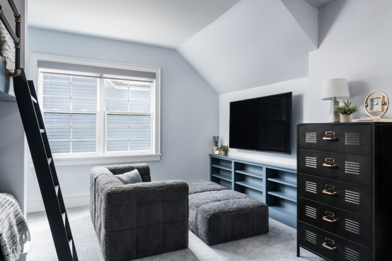 custom blue built-ins in a boy's bunkroom in charlotte nc