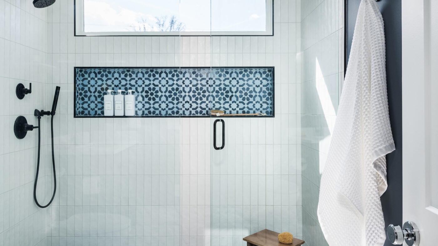 Splash of Blue Bathroom in Carmel Forest