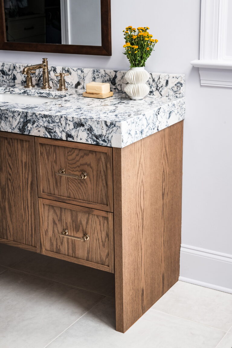 mitered edge bathroom countertop