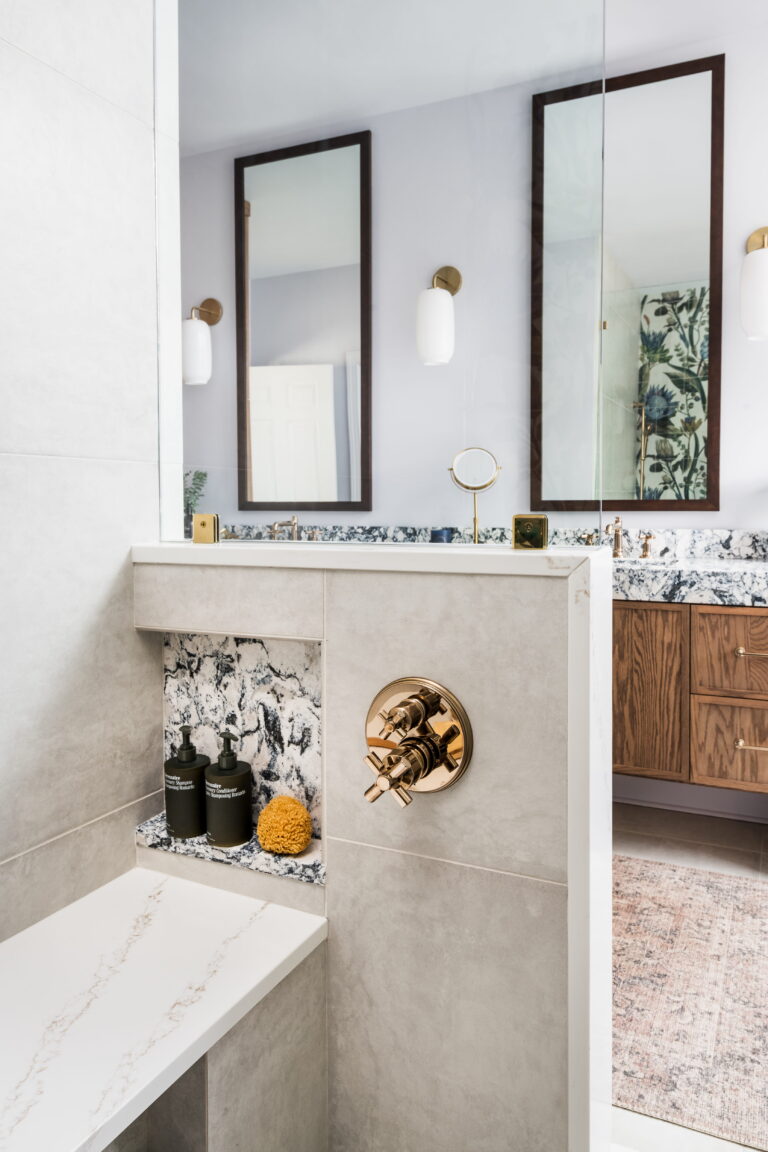 hidden shower niche in a luxury bathroom remodel in myers park neighborhood