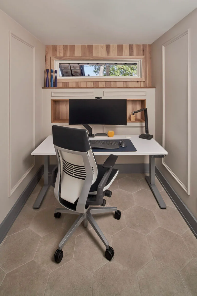 Basement home-office alcove in the Lake Norman remodel