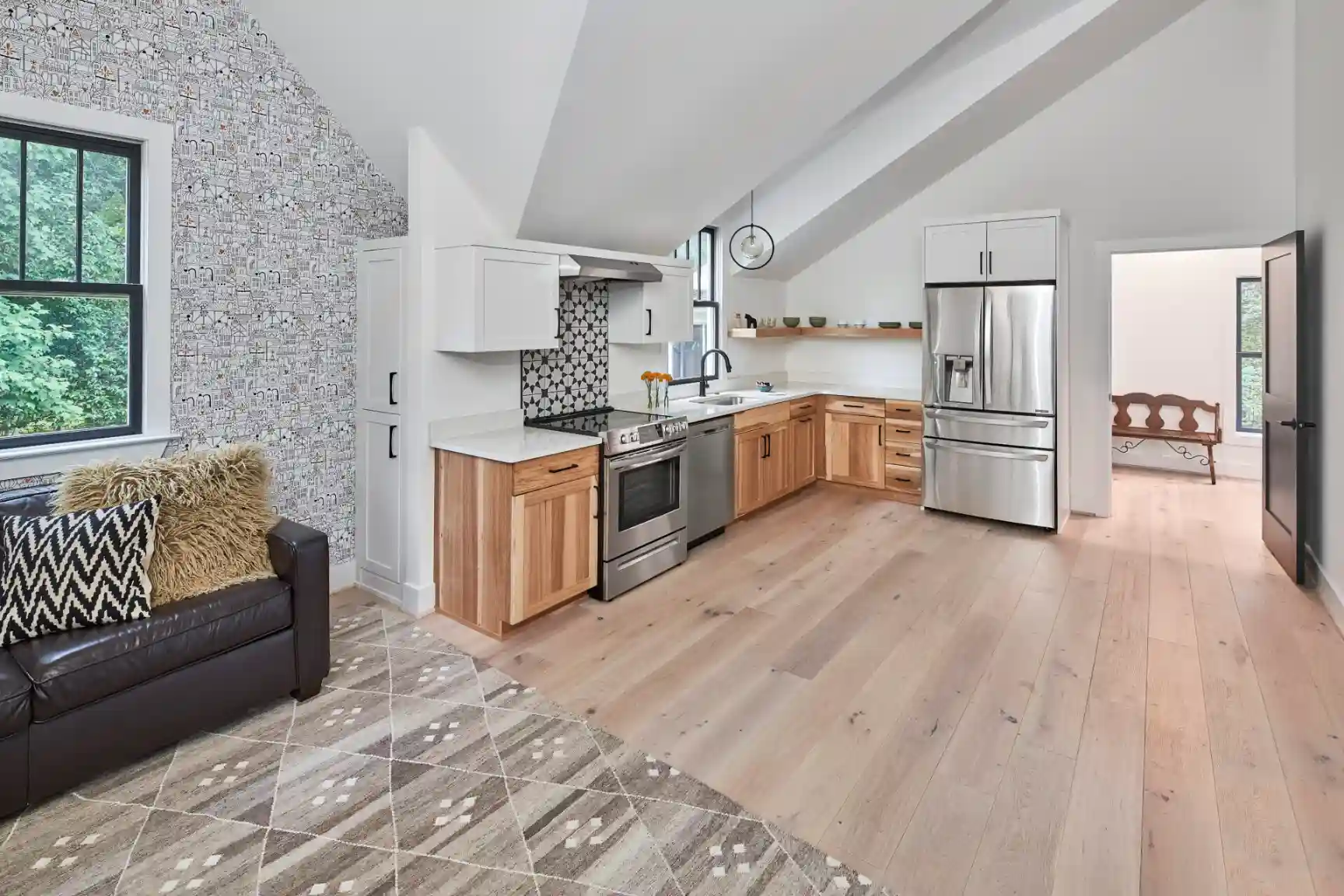 Detached garage apartment serving as a home office