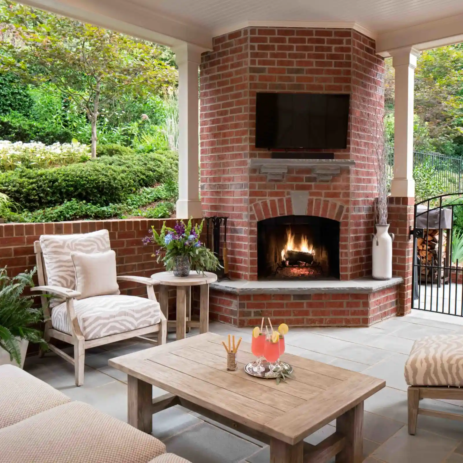 Covered outdoor living space at Entertaining Elevated
