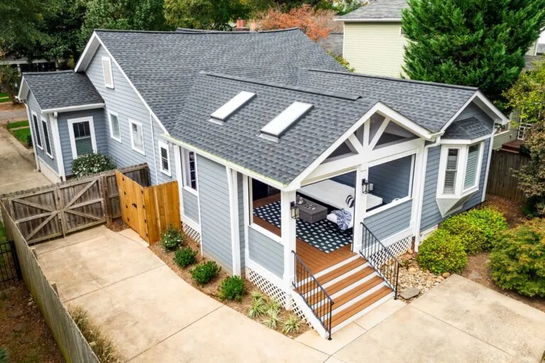 Rebuilt blue porch addition at the Relaxation Zone